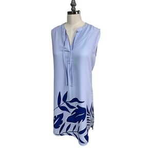 Merona Womens‎ S Sleeveless Blue Leaf Print Tunic Dress